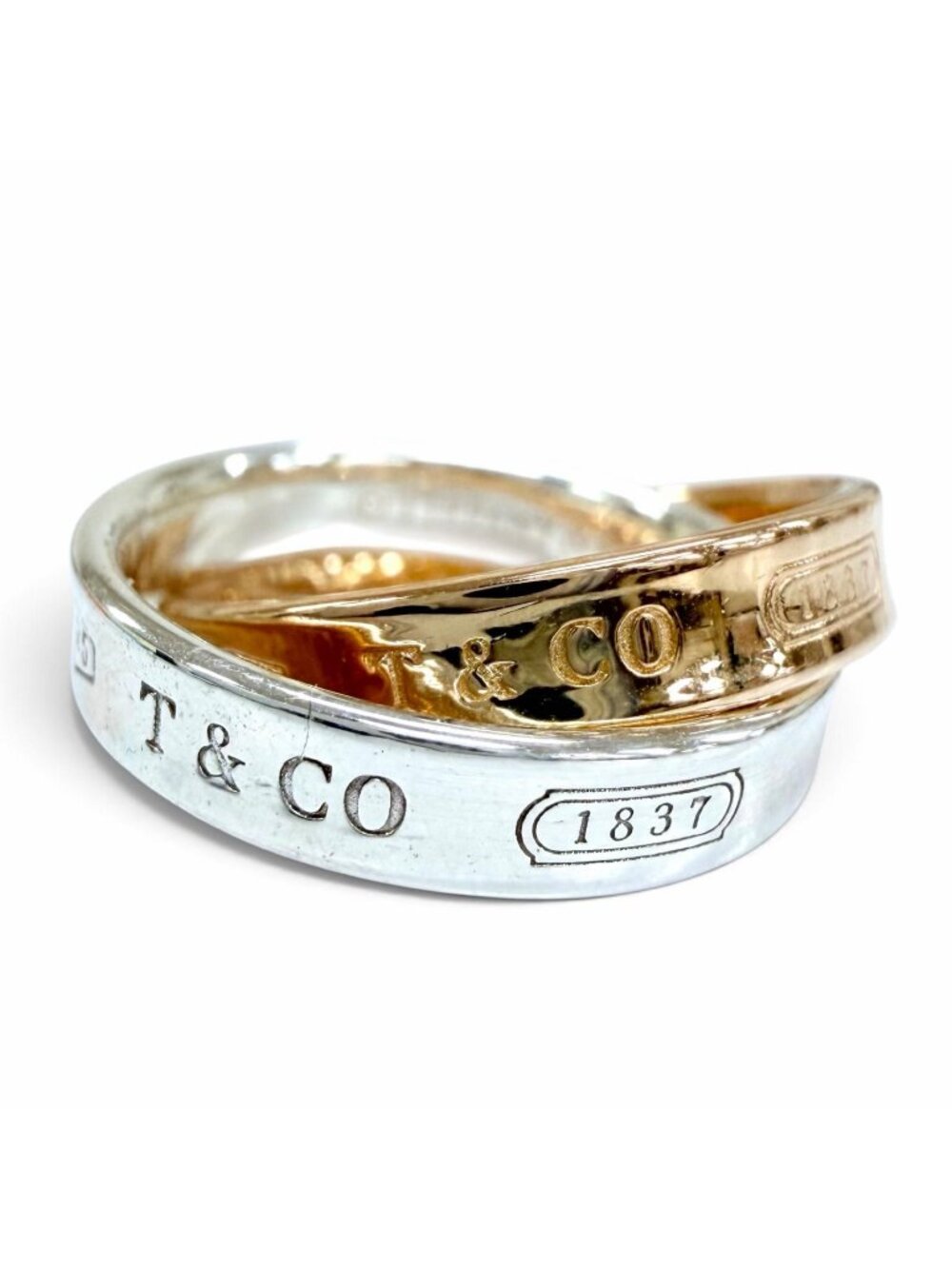 Tiffany & Co Interlocking Circle Ring Combination Yellow Gold Silver